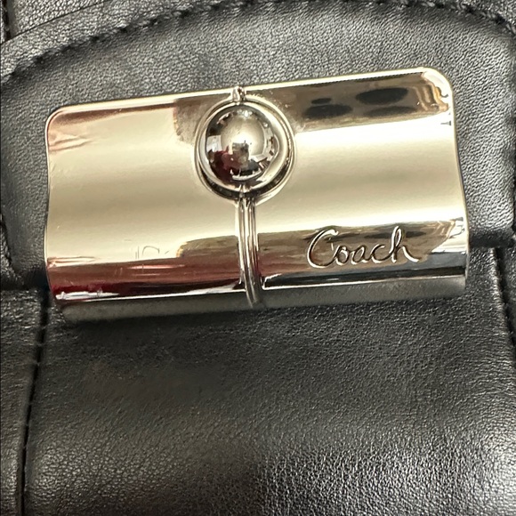 ⭐️#14769 Coach Kristin Black Leather Hobo Bag Silver Hardware Blue Interior - Picture 10 of 13